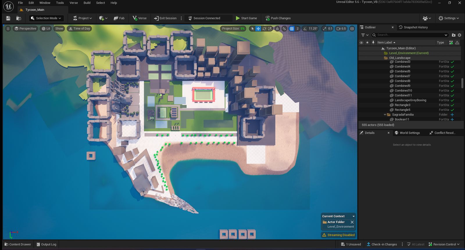 The map inside Unreal Editor for Fortnite